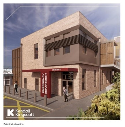Artist's impression of the Emergency Department upgrade, principle elevation view